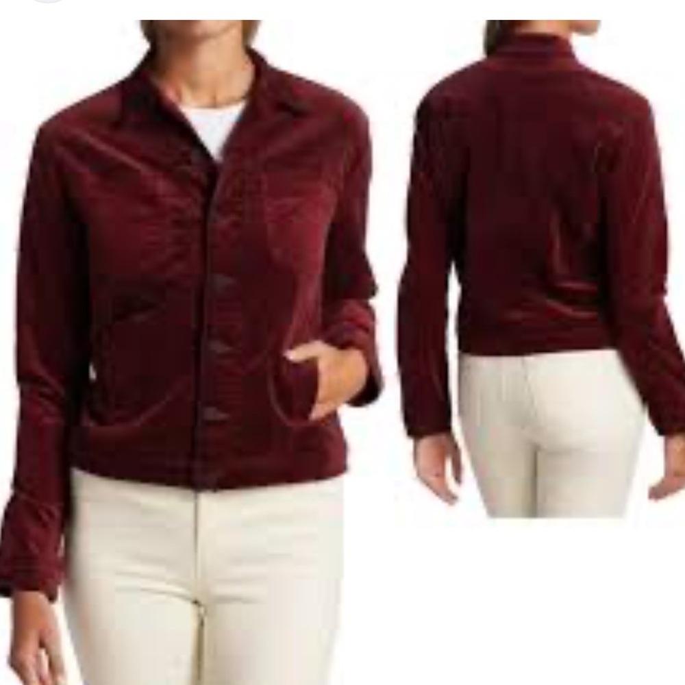 L'AGENCE Red Jean Jacket Cropped Corduroy